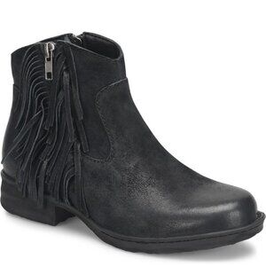 Born Women's Size 10 M Kenia Fringed Booties Boots Black Suede Leather